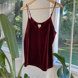 Urban Outfitters Merlot Crushed Velvet Tank